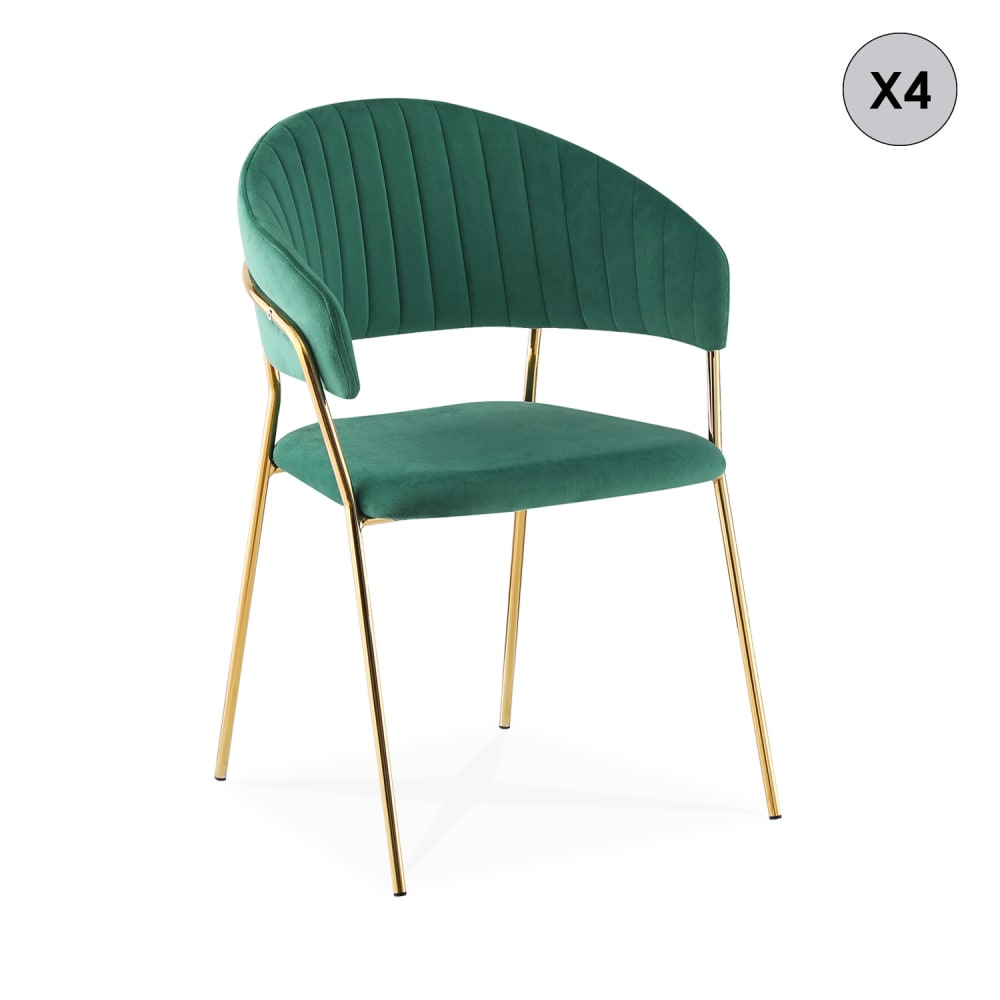Lot de 4 chaises en velours