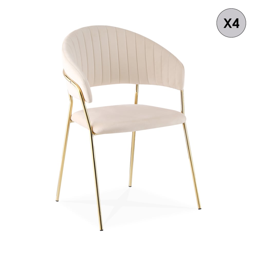 Lot de 4 chaises en velours