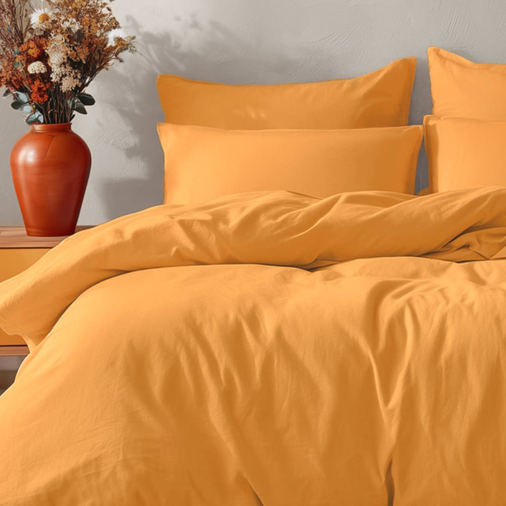 Parure de lit avec 2 taies rectangles coton Caramel 200x200 cm