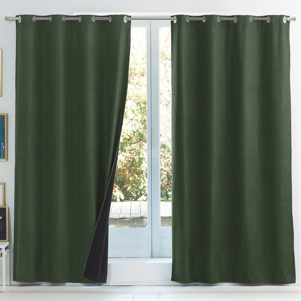 Rideau occultant en polyester - kaki