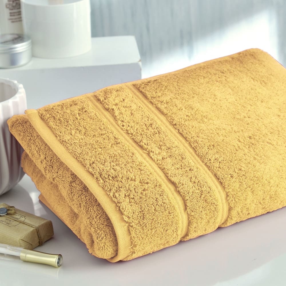 Serviette invité en coton jaune paille 30x50cm — vue 4