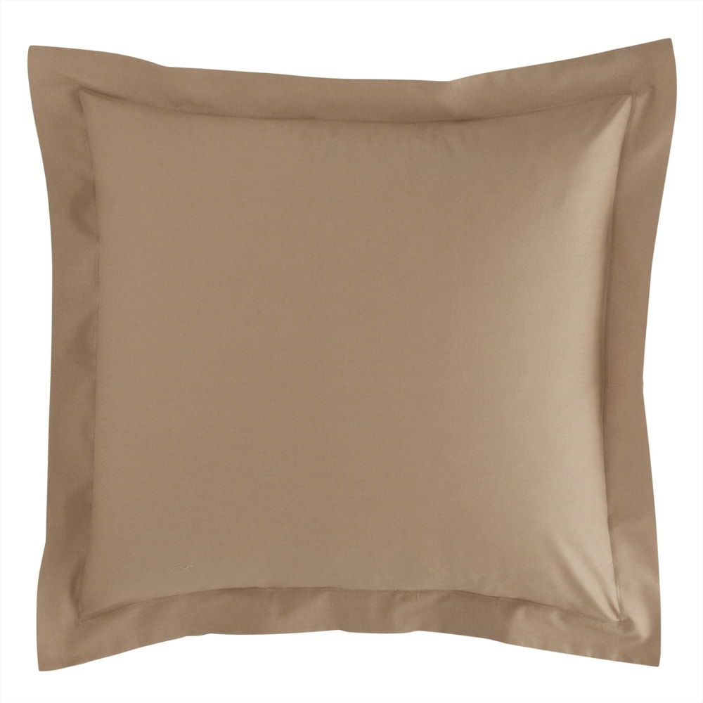 Taie volant en coton beige 63x63cm