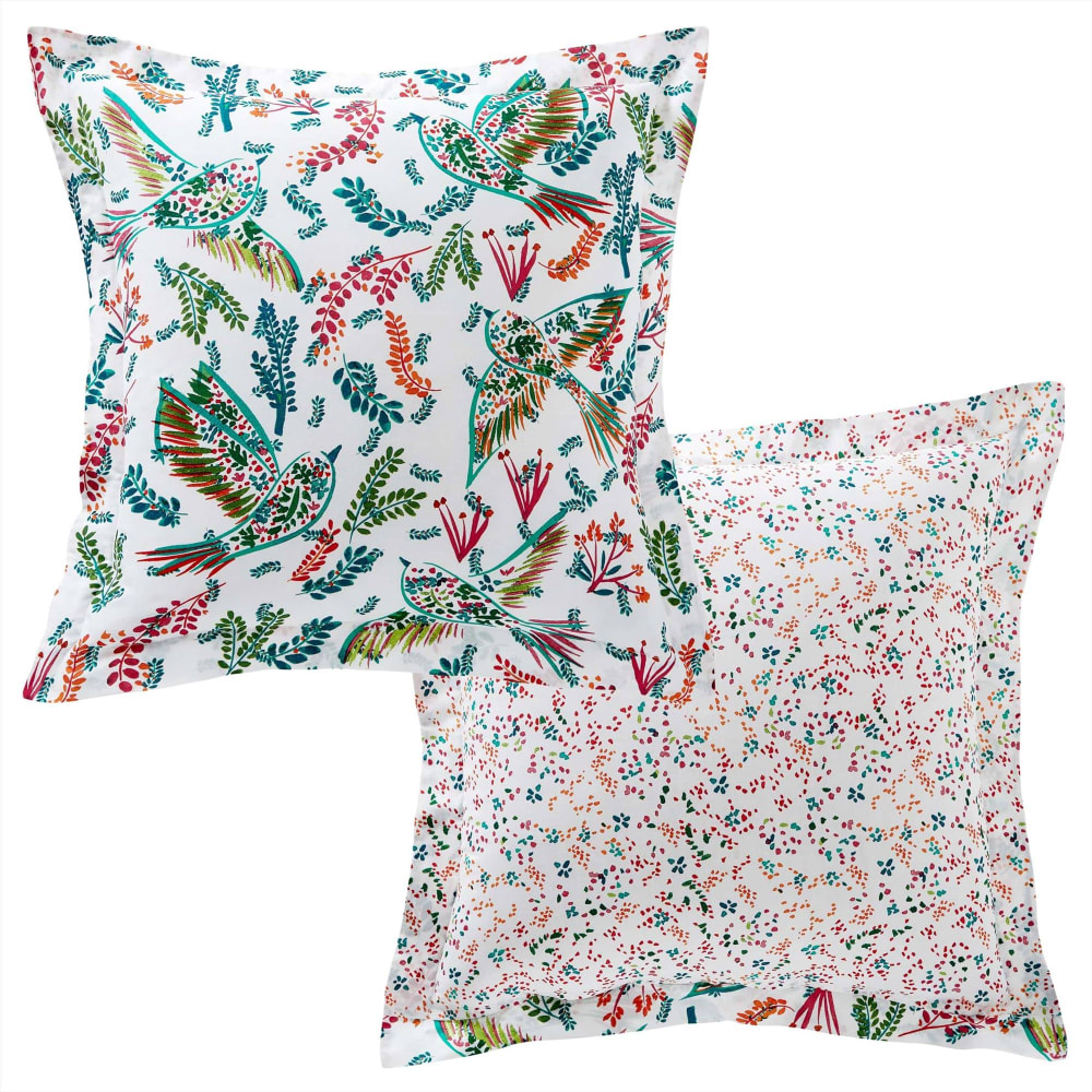 Taie volant en coton multicolore 63x63cm