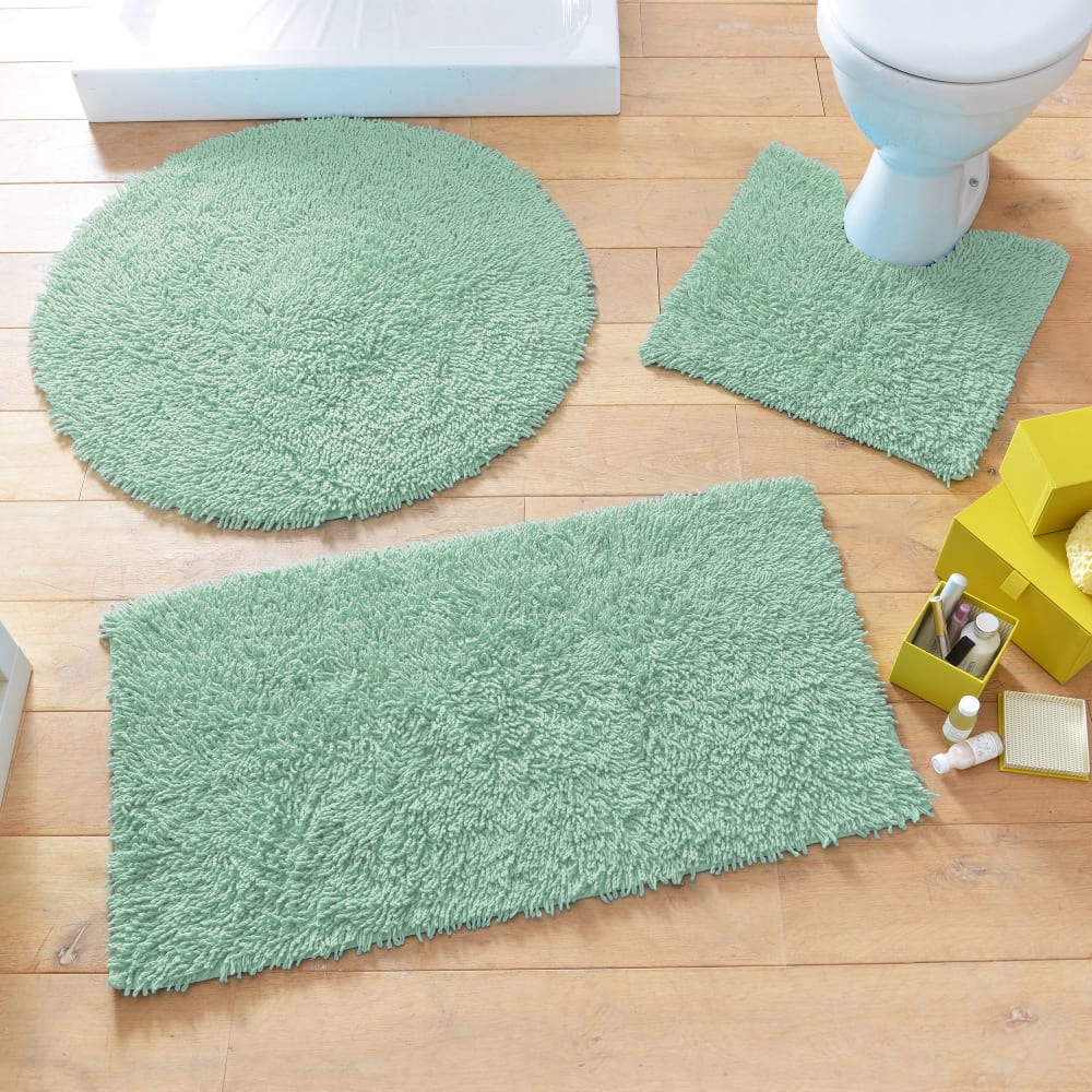 Tapis contour wc en coton vert amande 50x50cm — vue 3