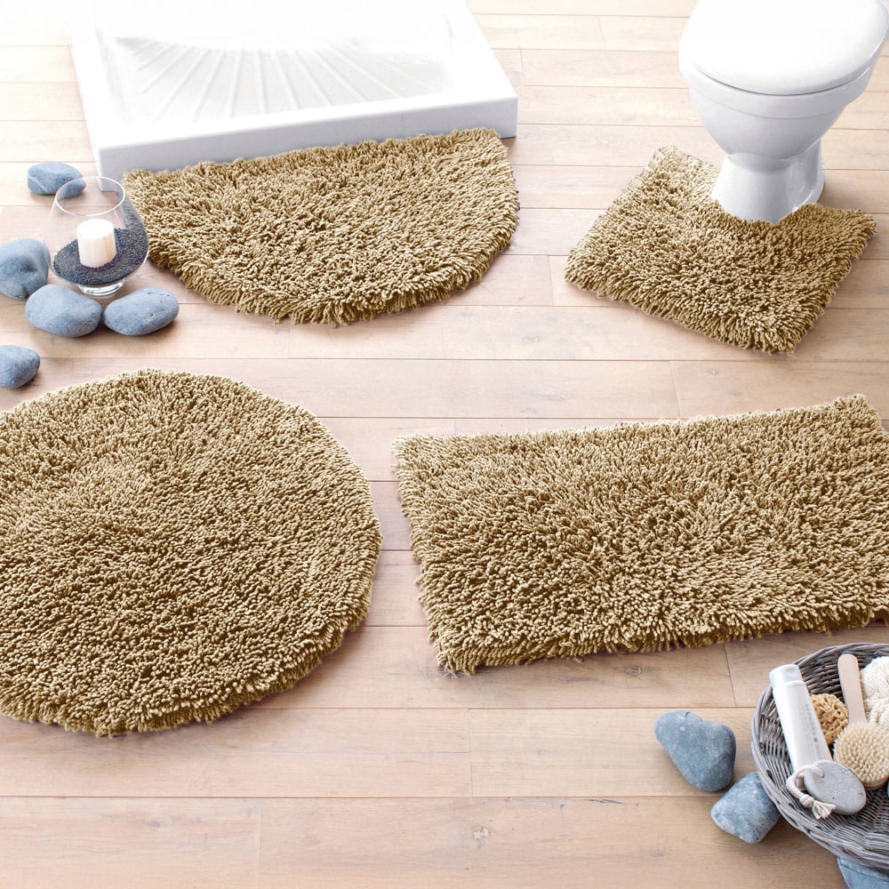 Tapis contour wc en coton marron taupe 50x50cm — vue 3