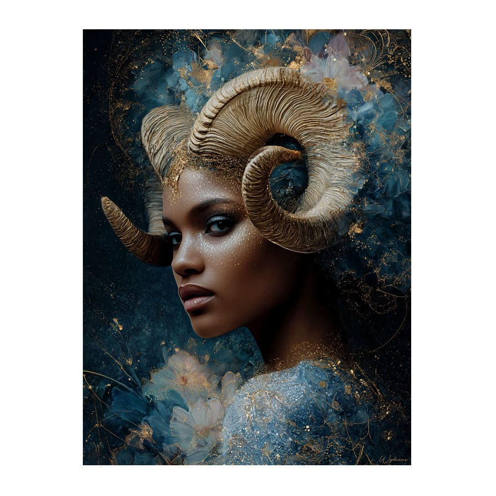 Tableau Femme Bélier alu-dibond multicolore 15x20 cm