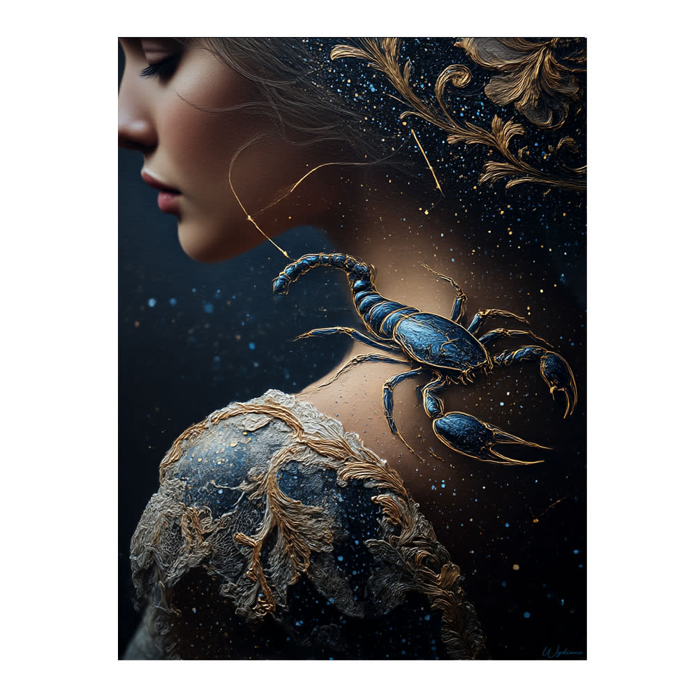 Tableau Femme Scorpion alu-dibond multicolore 30x40 cm