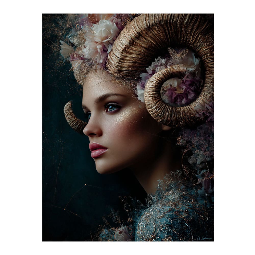 Tableau Femme Bélier alu-dibond multicolore 30x40 cm