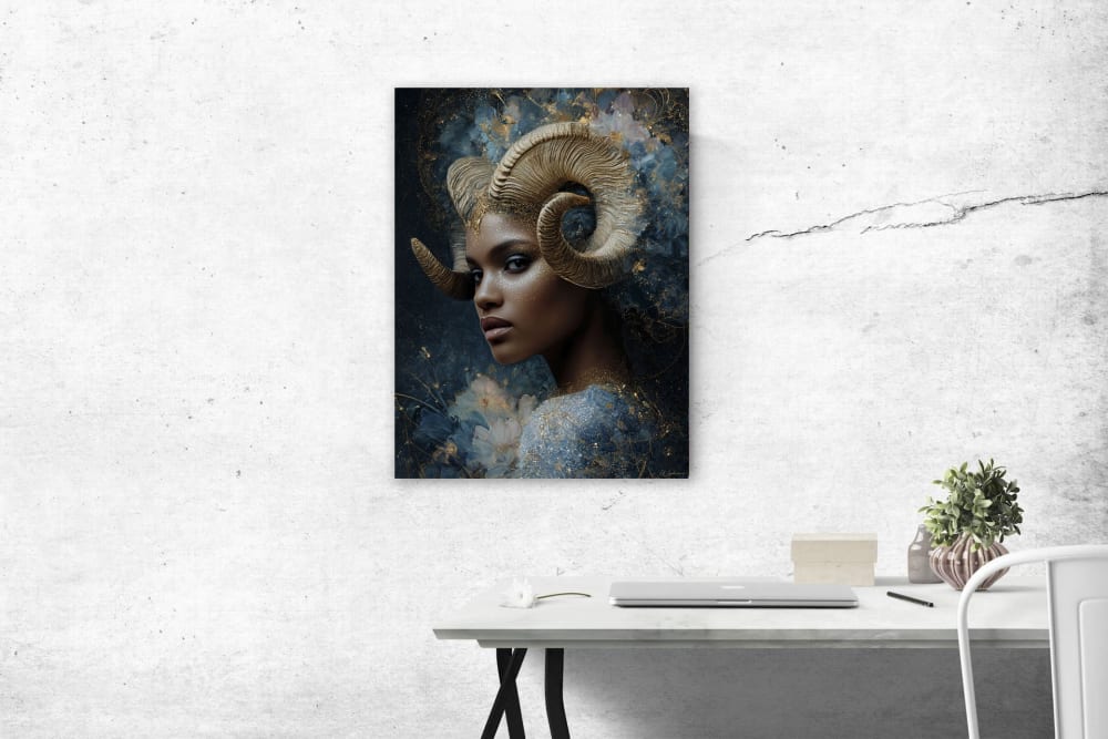 Tableau Femme Bélier alu-dibond multicolore 60x80 cm