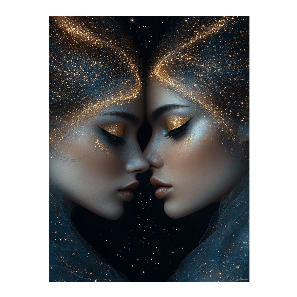 Tableau Femme Gémeaux alu-dibond multicolore 15x20 cm