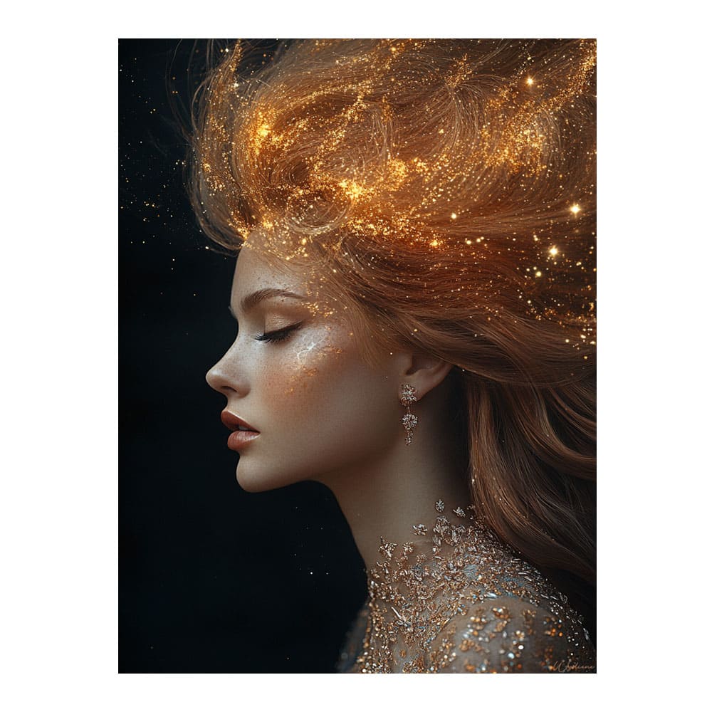 Tableau Femme Lion alu-dibond multicolore 15x20 cm