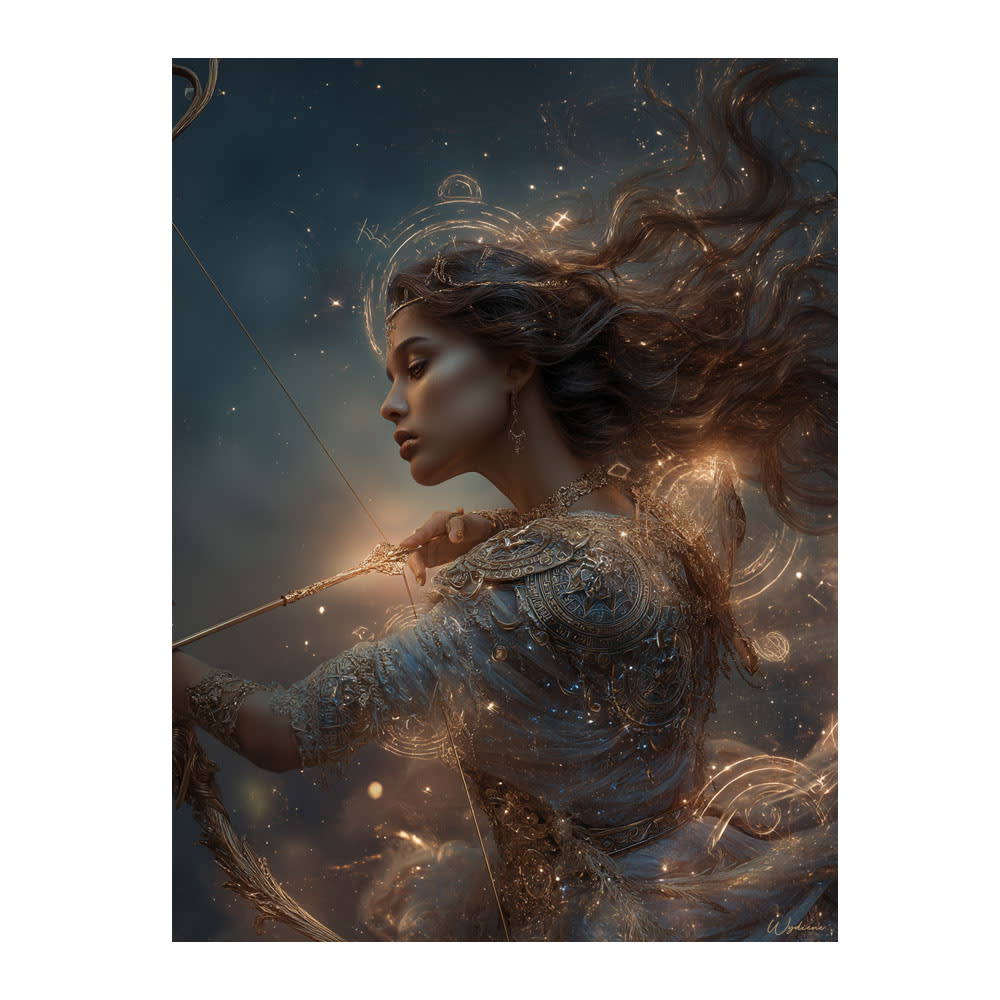 Tableau Femme Sagittaire alu-dibond multicolore 15x20 cm