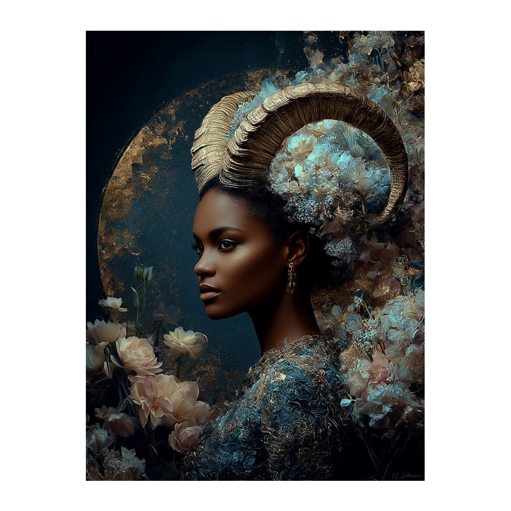 Tableau Femme Capricorne alu-dibond multicolore 15x20 cm