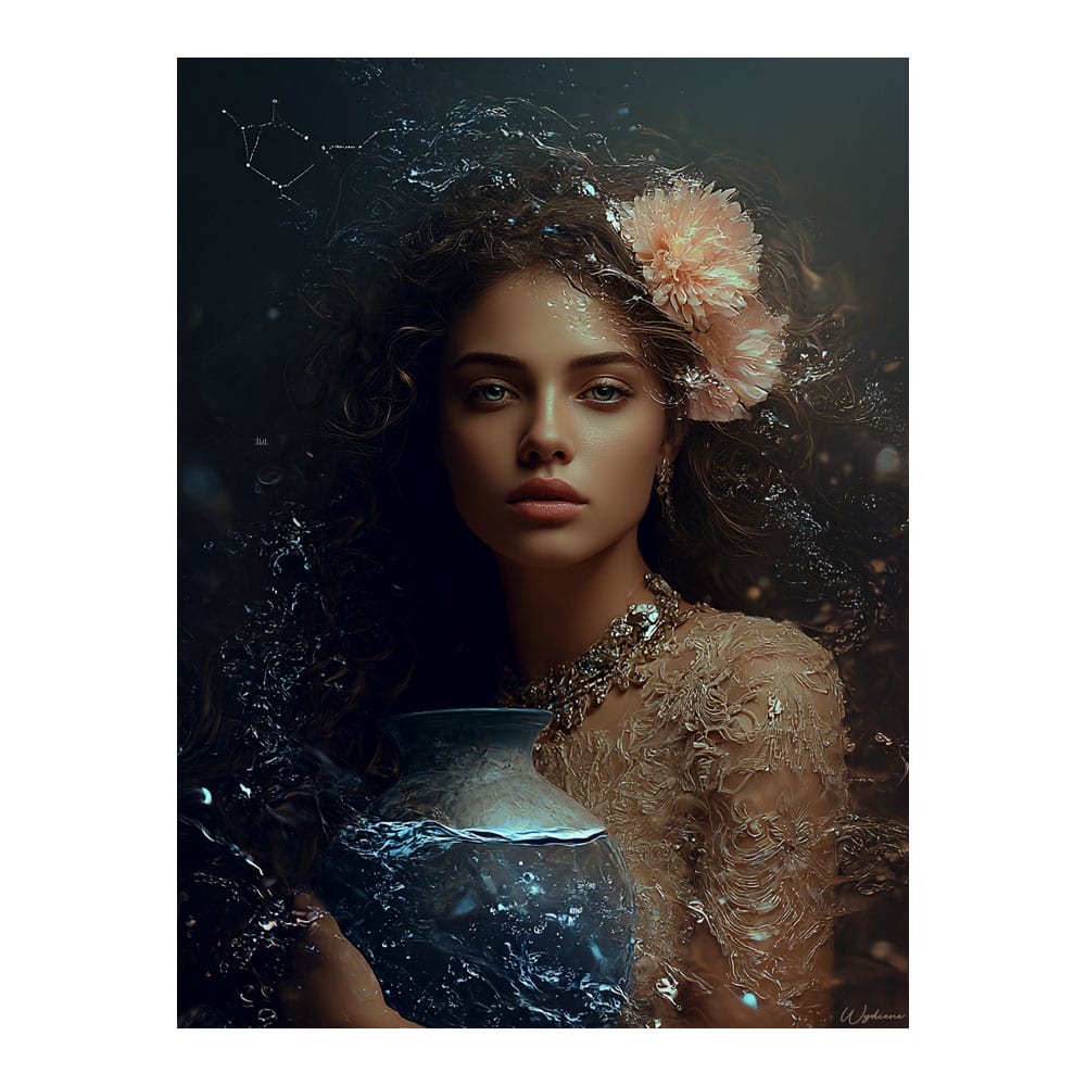 Tableau Femme Verseau alu-dibond multicolore  30x40 cm