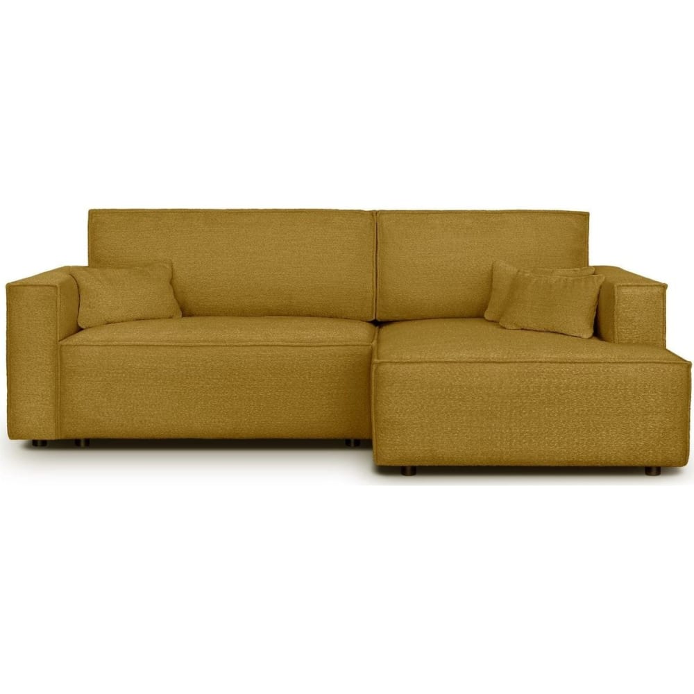 Canapé d'angle droit convertible 3 places - tissu bouclé jaune