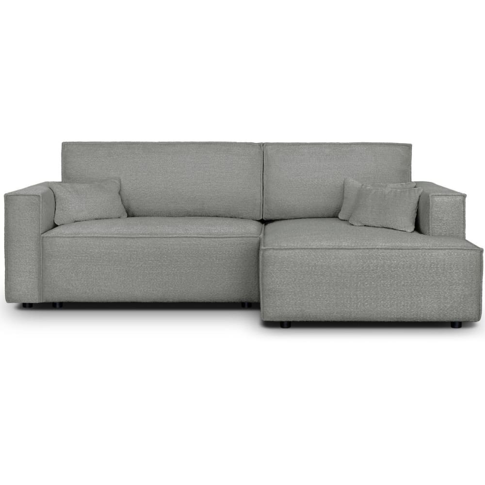 Canapé d'angle droit convertible 3 places - tissu bouclé gris clair
