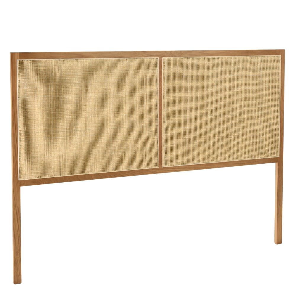 Tête de lit en rotin naturel et chêne massif pour lits 140/160cm