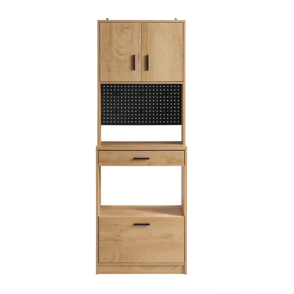 SOBUY Integriertes Pegboard zum Aufhängen von Tassen oder anderen kleinen Gegenständen. Große Schublade unten zur Aufbewahrung von Müsli, Kleingeräten