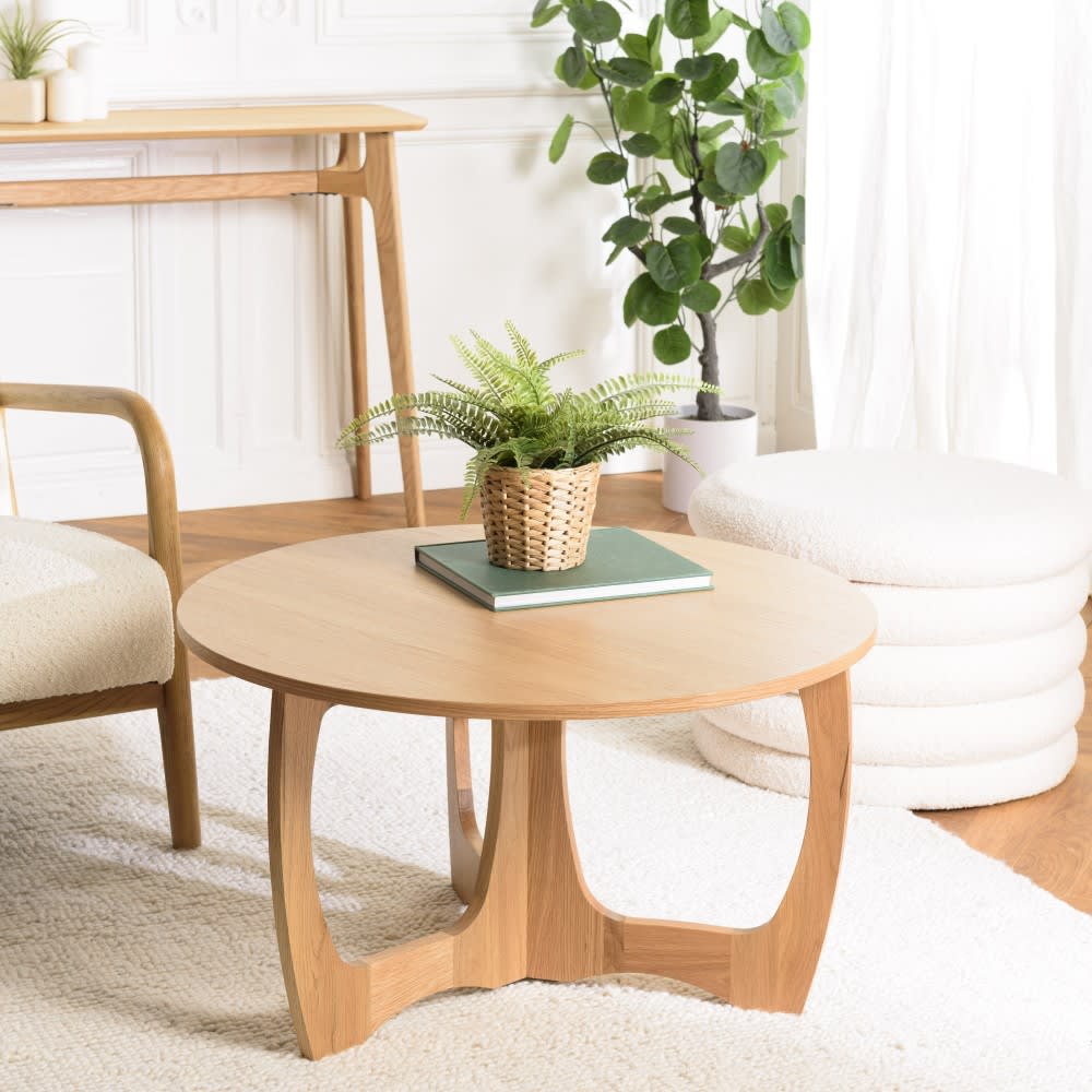 MACABANE Runder Couchtisch D80 Dekor style classic chic Braun Spanplatte