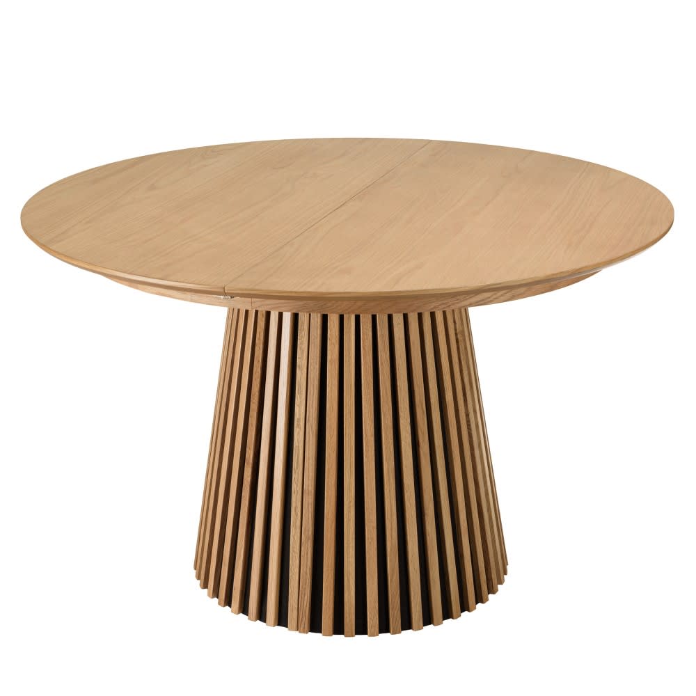 Table à manger ronde extensible décor et chêne naturel L120/160/200