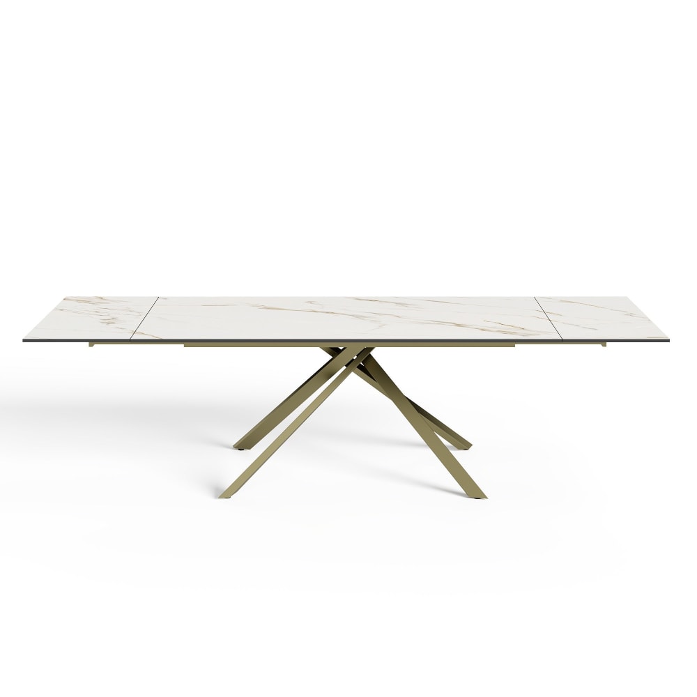 Table extensible 8-10 personnes céramique effet marbre blanc 180cm