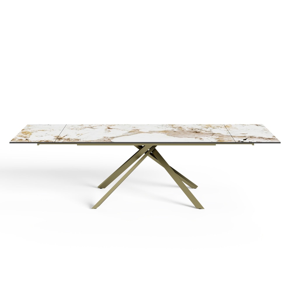 Table à manger extensible 8-10 personnes pandora et pieds dorés 180cm