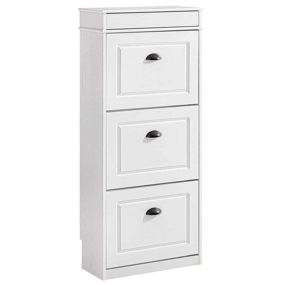 Schuhschrank Schmal Mit 3 Klappen 53X24X118Cm Holzmaserungseffekt