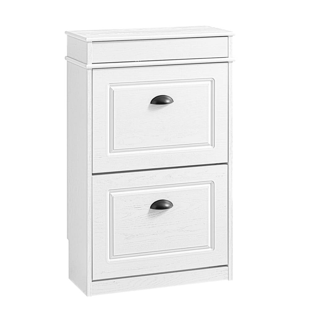 SoBuy Schuhschrank schmal mit 2 klappen 54x24x82cm holzmaserungseffekt style modern Weiß Spanplatte