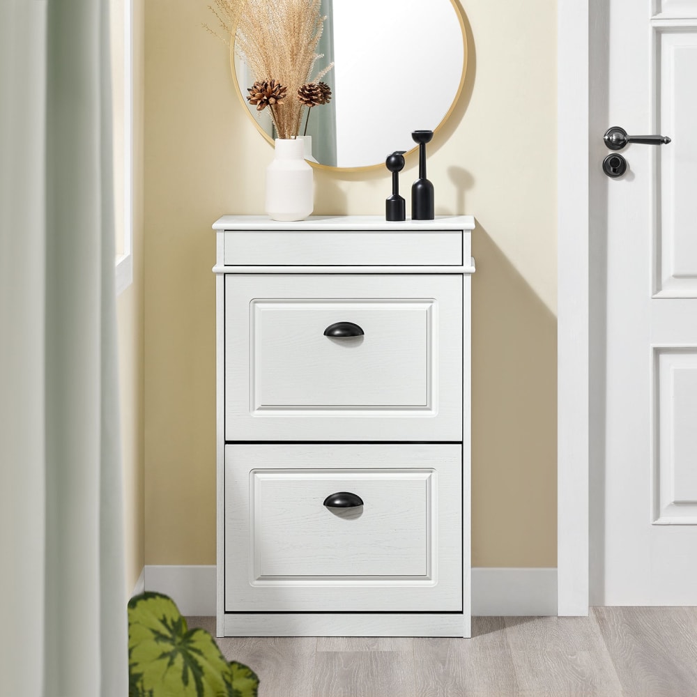 Meuble chaussure rangement 2 abattants 54x24x82cm effet bois - Maisons du Monde