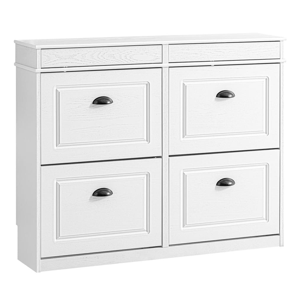 Schuhschrank Schmal Mit 4 Klappen 105X82X23Cm Holzmaserungseffekt