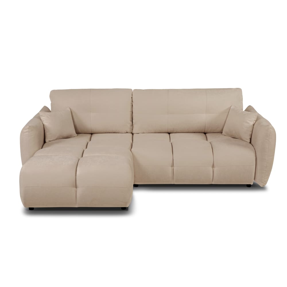 Canapé d'angle convertible en tissu 4 places grège