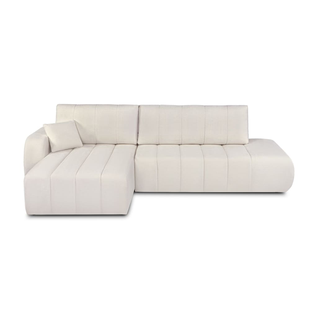 Canapé d'angle gauche convertible en tissu 4 places ecru