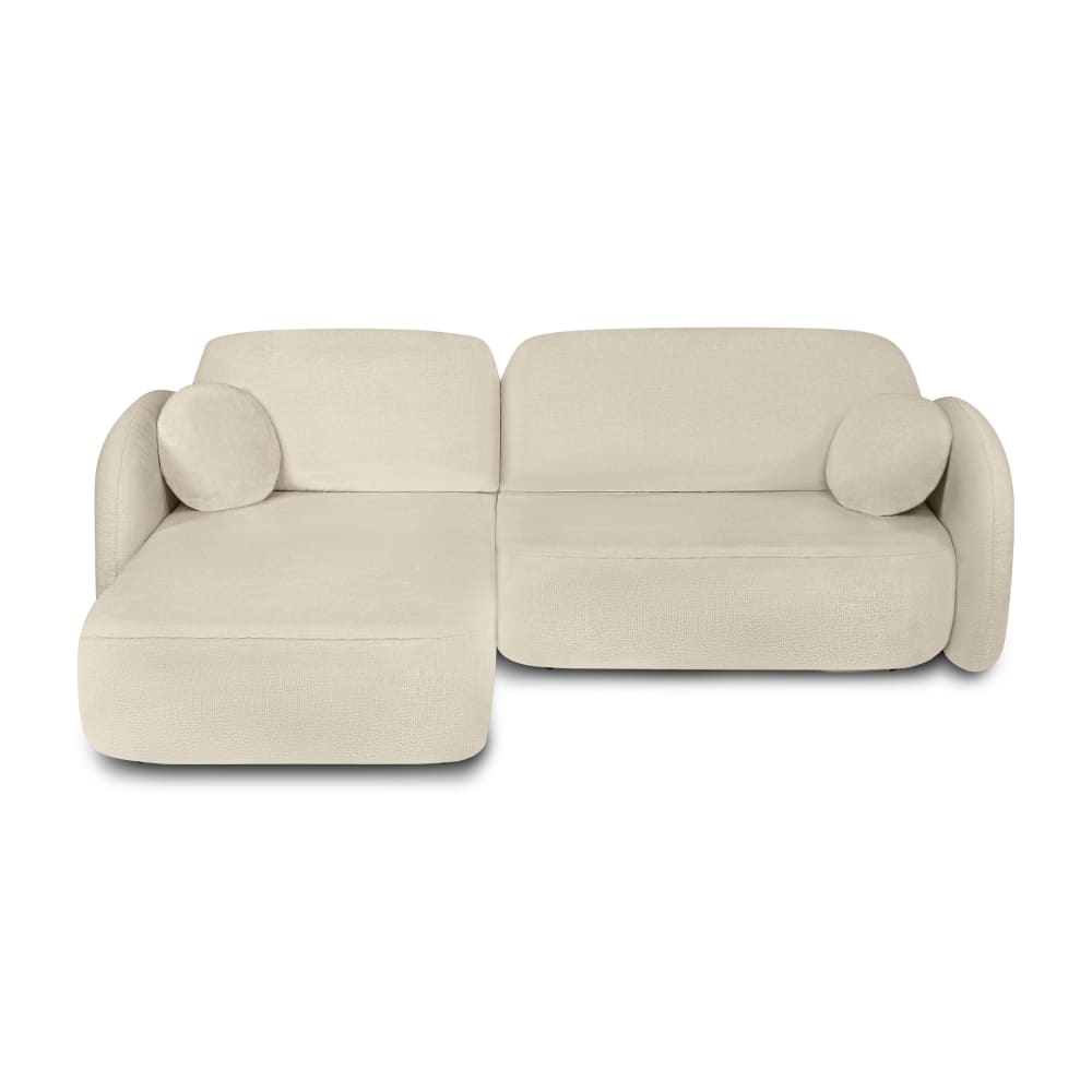 Canapé d'angle gauche convertible en tissu bouclette 4 places grège