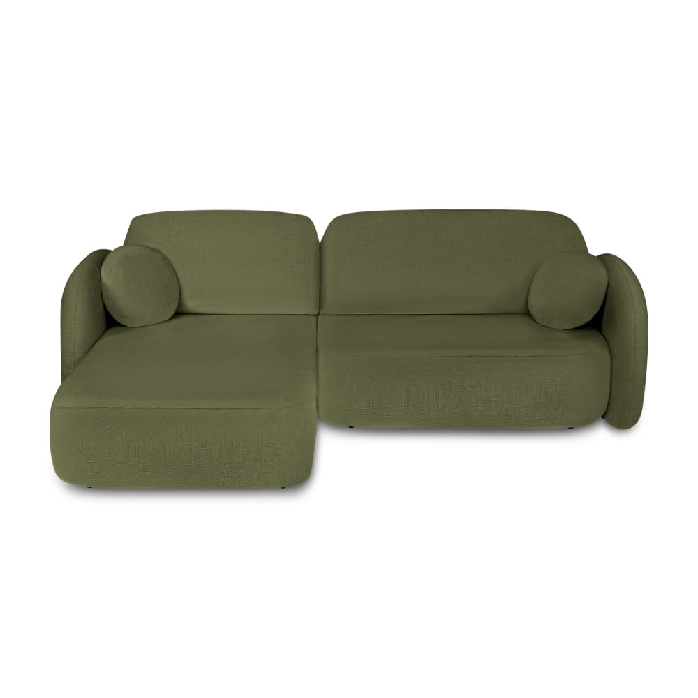 Canapé d'angle gauche convertible en tissu 4 places vert kaki