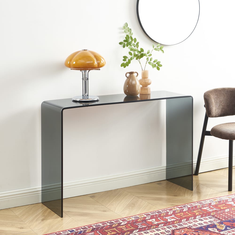 Console verre trempé noir 110cm
