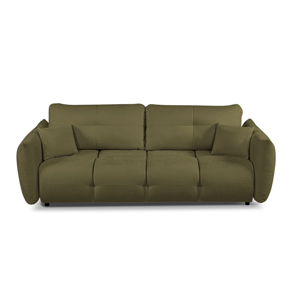 Canapé droit convertible en tissu 3 places vert kaki