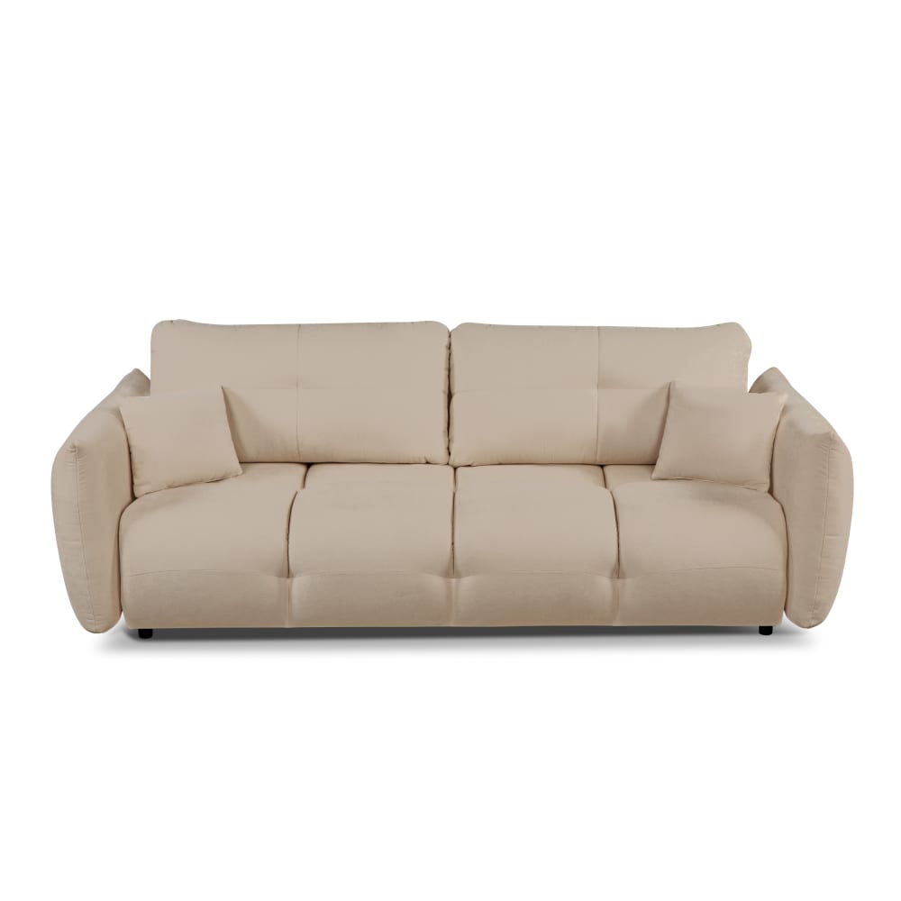 Canapé droit convertible en tissu 3 places grège