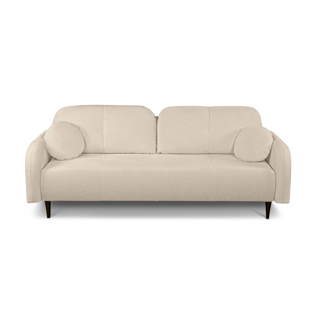 Canapé droit convertible en tissu bouclette 3 places ecru