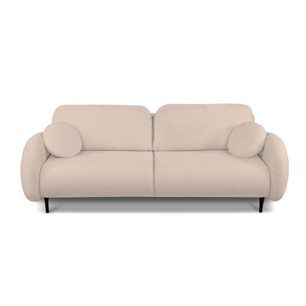 Canapé droit convertible en tissu bouclette 3 places taupe