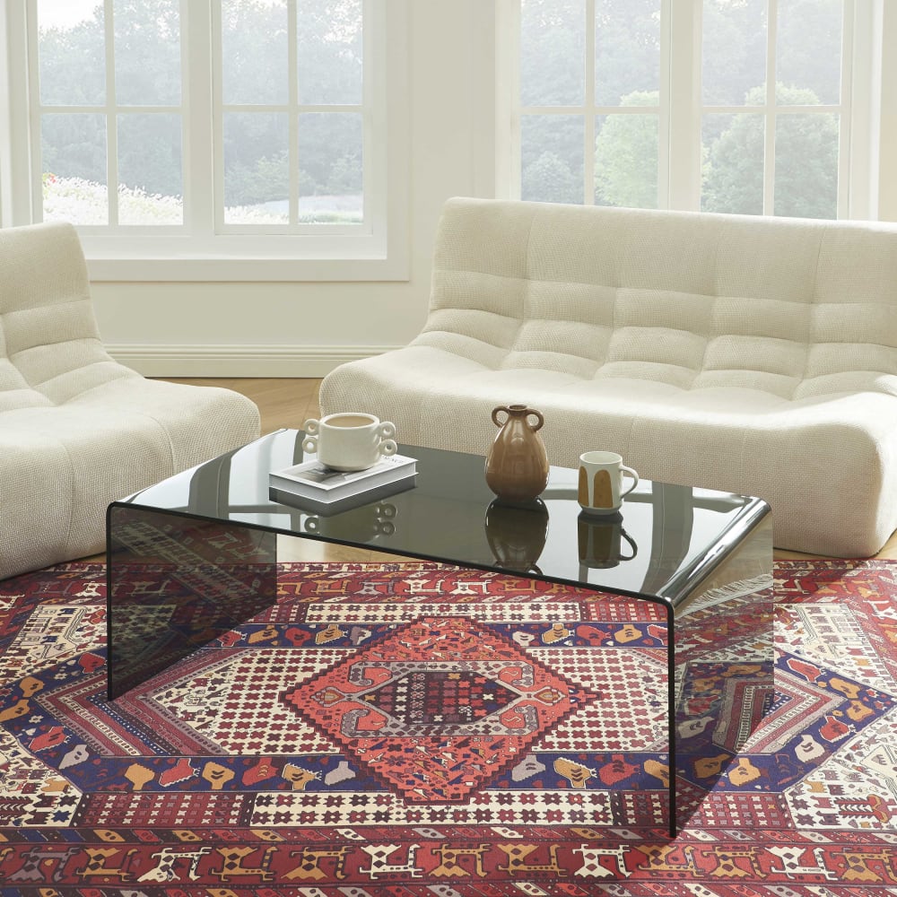 Table basse verre trempé noir 120cm