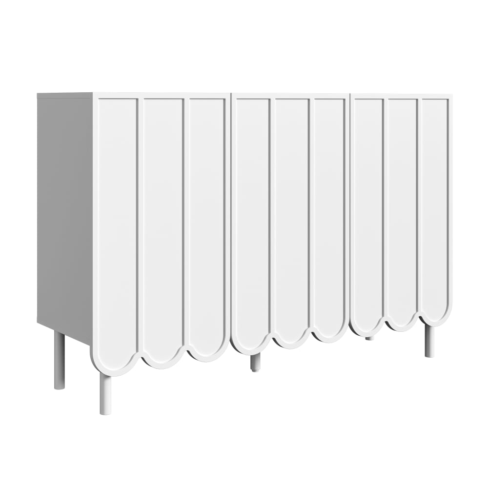 Modernes Sideboard mit 3 Gewellten Türen,Weiß - Maisons Du Monde