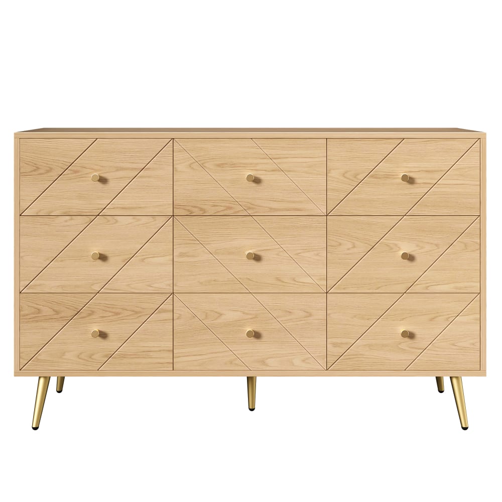 Urban Meuble Sideboard mit Geometrischem Muster und 9 Schubladen in Holzoptik,Beige style industrial Beige Spanplatte