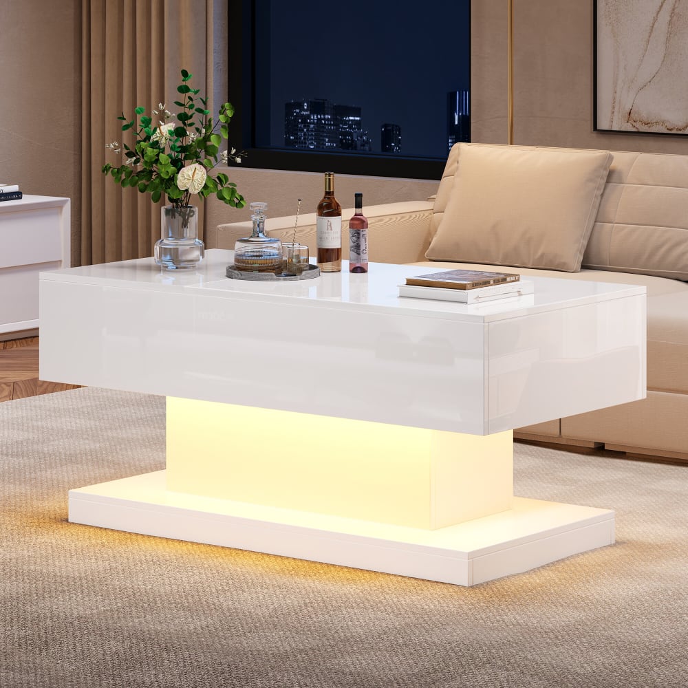 Hochklappbarer Couchtisch mit LED-Beleuchtung und 1