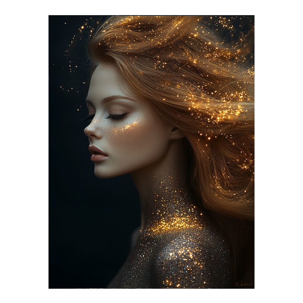 Tableau Femme Lion alu-dibond multicolore 15x20 cm