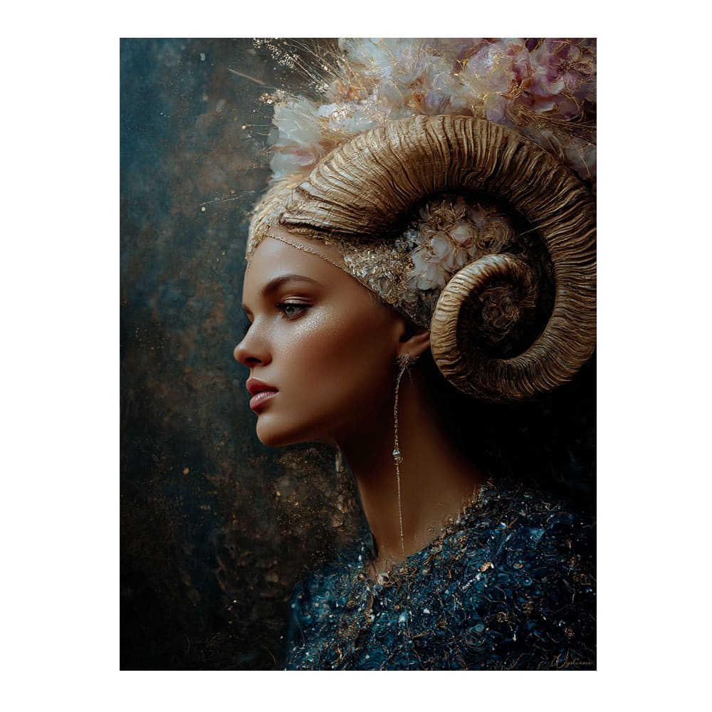 Tableau Femme Bélier alu-dibond multicolore 30x40 cm