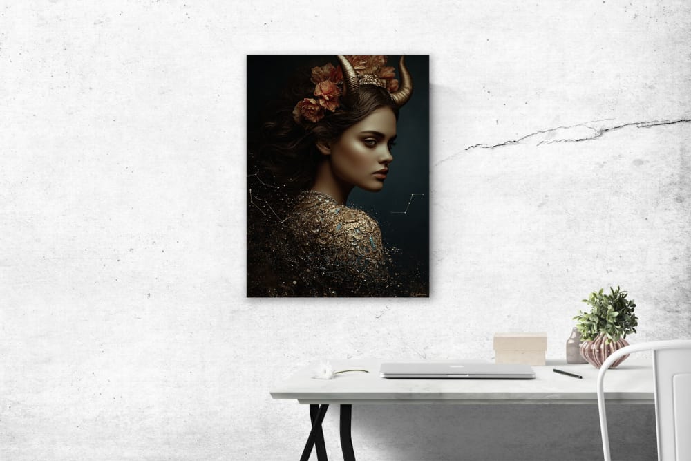 Tableau Femme Taureau alu-dibond multicolore 60x80 cm - Maisons du Monde