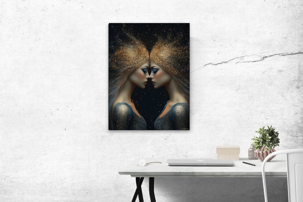Tableau Femme Gémeaux alu-dibond multicolore 30x40 cm