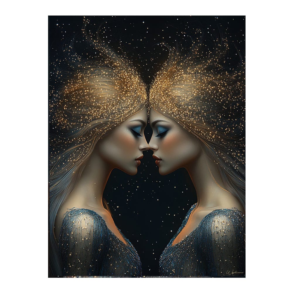 Tableau Femme Gémeaux alu dibond multicolore 60x80 cm