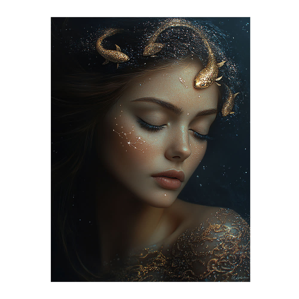 Cuadro mujer piscis alu-dibond 15x20 cm