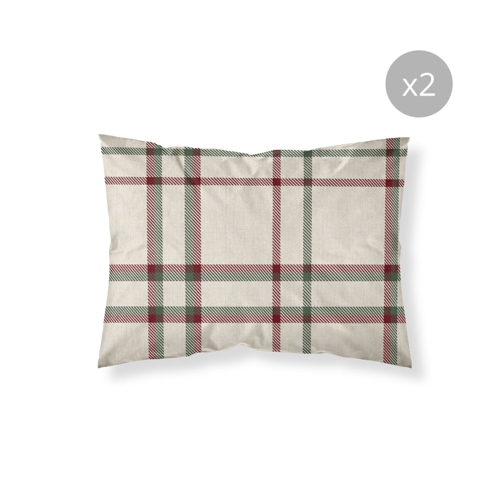 Lot de 2 taies d'oreillers 100 % polyester beige 50x80 cm